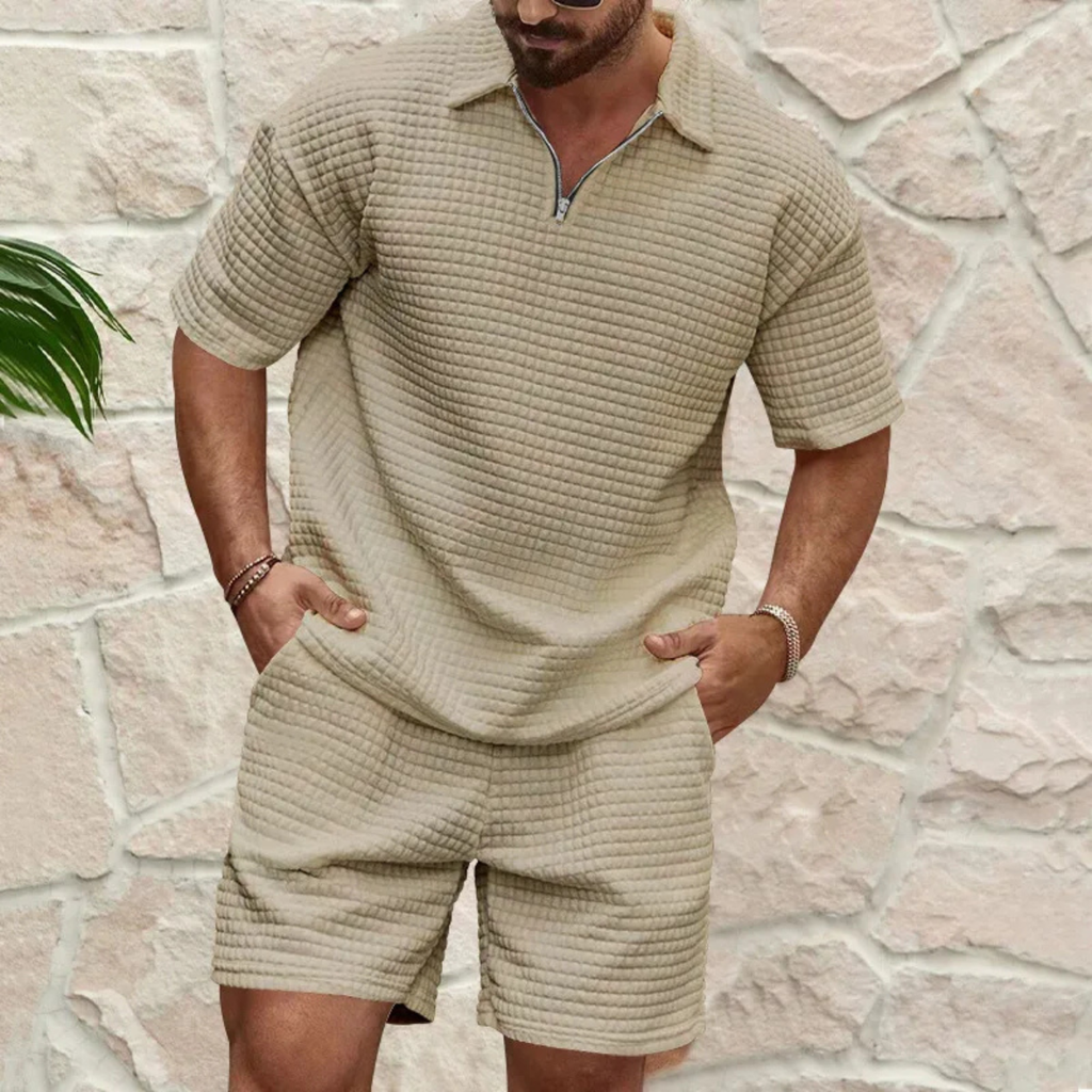 Waffle Knit Polo and Shorts Set – Relaxed Summer Co-Ord